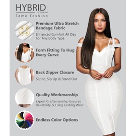 Hybrid & Company Womens Elegance V Neck Stretch Chic Bandage Dress DRBD132 White M