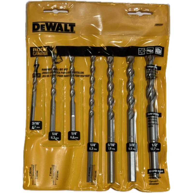DEWALT NEW DeWalt DW5207 Masonry Bit Hammer Drill Bits Set