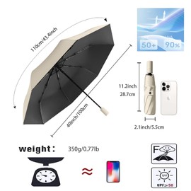 Travel Folding Umbrella Automatic Open/Close Handle Coating Layer Fabric Blocking/Portable Golf/Car Compact Umbrella/Lightweight Small Backpack/Rain Sun Anti UPF 50 UV Protection 99.9% /Men Women Kids
