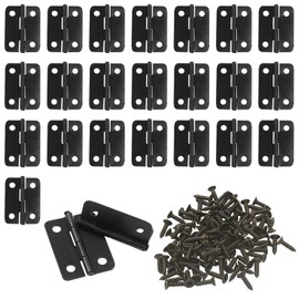 Murtenze 24Pcs Black Butt Hinge, 1 inch x 3/4 inch Metal Foldable Door Hinges for Cabinet Door Closet, Stylish and Durable with Screws