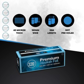 320º 320° Premium Hookah Aluminum Foil Extra Thick Heavy Duty Rolls 7" Wide (180mm) 82ft Length (25m) 40 Micron Thick