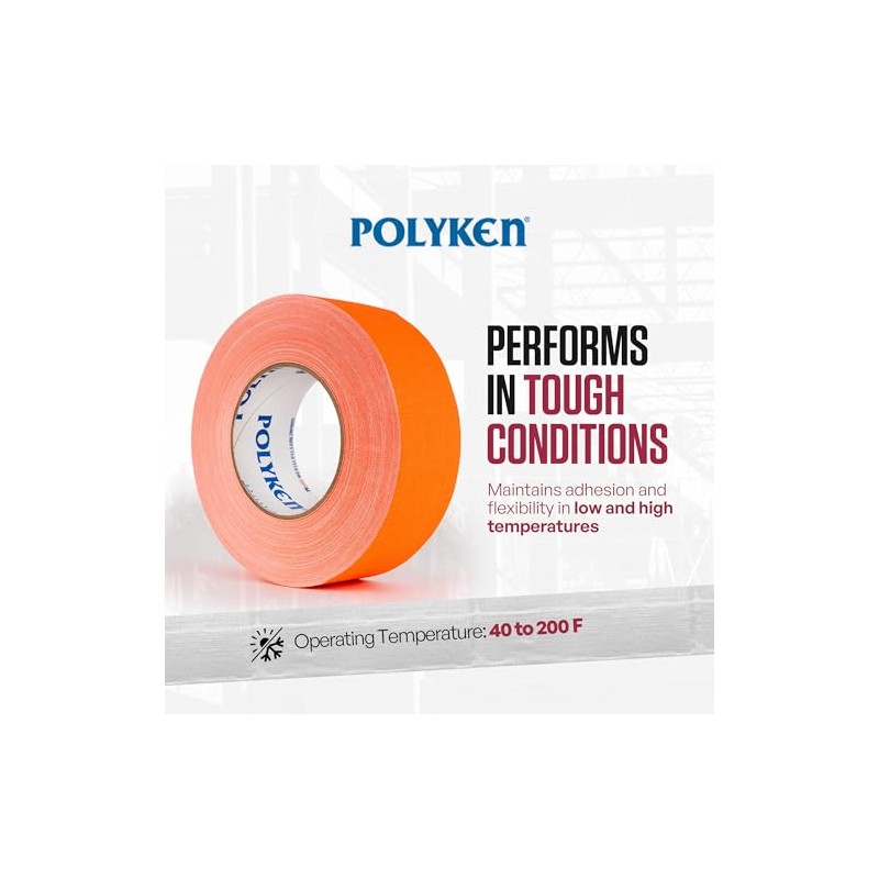 Polyken Vinyl Coated Cloth Premium Gaffer's Tape, 11.5 mil Thick,