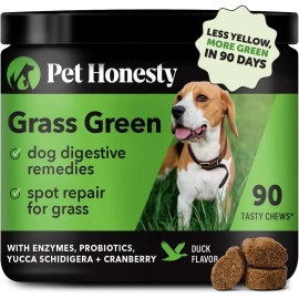 Pet Honesty Grass Green Dog Chews - Urine Neutralizer for Lawn 90 ct turkey or duck flavor
