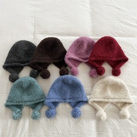 K-Fashion Kids' Pompom Balaclava Hat - New Autumn/Winter Collection lf2061 One Size / Kids' Brown 3ea