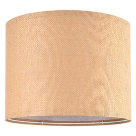 Brown Textured Linen Lampshade Drum Lamp Shade 13``Top x 13``Bottom x 10``High(Spider) Medium Modern Lamp Shades for Table & Bedside Lamp - Top and Bottom Self Trim Lampshades Replacement