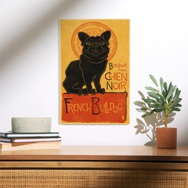 Lantern Press 12x18 Inch Premium Wood Sign, Ready to Hang Wall Decor, French Bulldog, Retro Chien Noir Ad