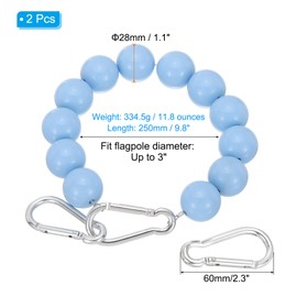 PATIKIL Flagpole Retainer Ring Flag Pole Accessories, 2 Pcs Flag Beaded Mount Ring Keep Flag Close to Pole Weight with Stainless Steel Cable for Indoor Outdoor Flagpole, Blue, 3.3"