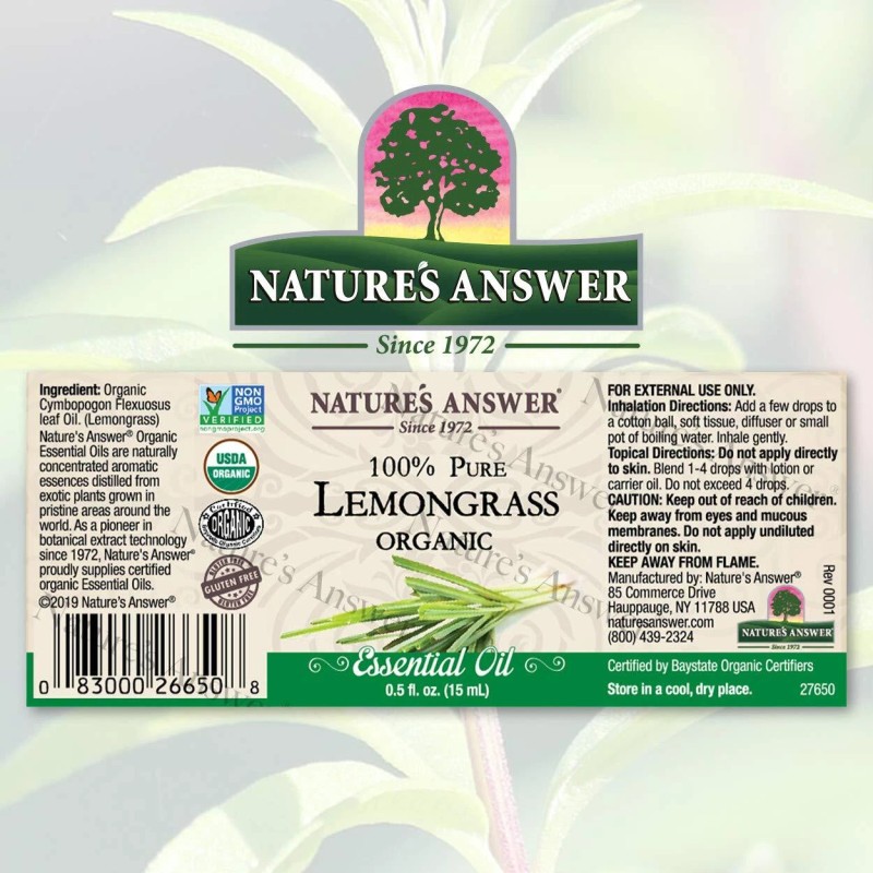 Nature's Answer Nature�s Answer USDA Organic Lemongrass Essential Oil, 100%
