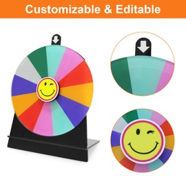 Delizon 6 Inch 2 Wheel Spinning Prize Wheel, 12 Slot Spinning Wheel Fortune Game, Party, Classroom or Home Education, Sunflower Pattern