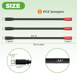 10L0L Battery Cable for EZGO RXV & Club Car Precedent 48V Golf Cart (4x12V Batteries), 4-Gauge 16 Inch 3 PCS