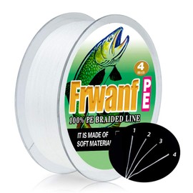 Frwanf Line Fishing Line X4, 322.8 ft (150 m), Solid Color, White, 4 Strands [No. 0.4 - 10 No