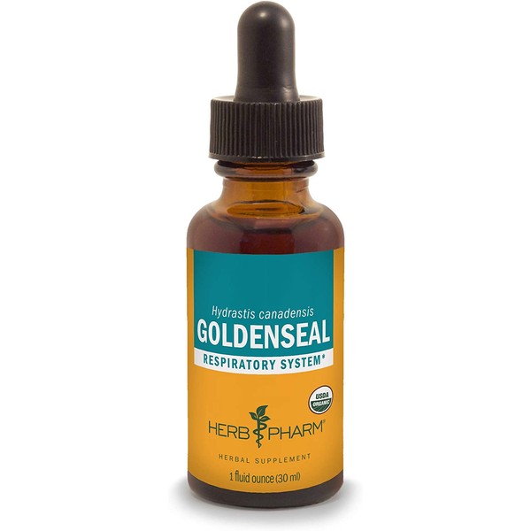 Herb Pharm Certified Organic Goldenseal Liquid Extract for Respiratory System Support, Organic Cane Alcohol, 1 Ounce