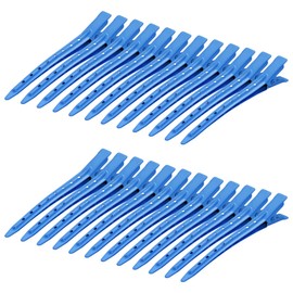 24 Packs Duck Bill Clips, Bantoye 3.35 Inches Rustproof Metal Alligator Curl Clips with Holes for Hair Styling, Hair Coloring, Dark Blue