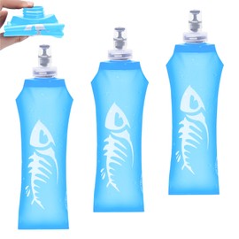 Sporgo Foldable Drinking Bottles: Pack of 3, 500 ml, Soft Flask, BPA-Free Sports Bottle for Hydration Backpack, Water Bottle, Foldable for Bicycle, Hiking, Running, Outdoor Sports (Blue B)