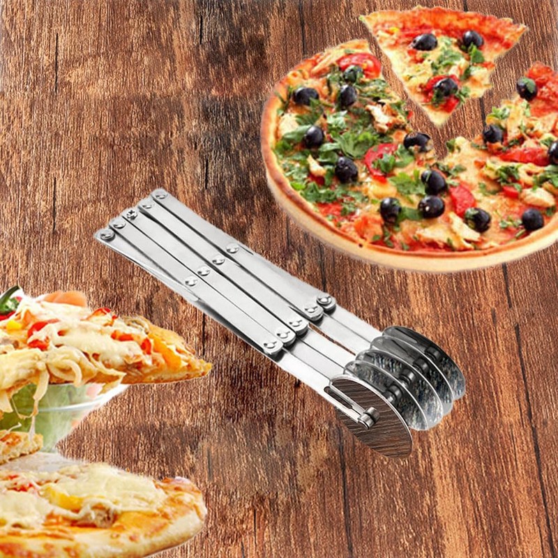 7 Wheel Pastry Cutter, Expandable Telescopic Pizza Slicer Multi-Round Baking
