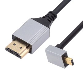 NFHK 90 Degree Up Angled Micro HDMI 2.1 Ultra Thin HDTV Cable 8K 4K Hyper Super Flexible Slim Cord Type-A to Type-D for Camera HDTV 50cm