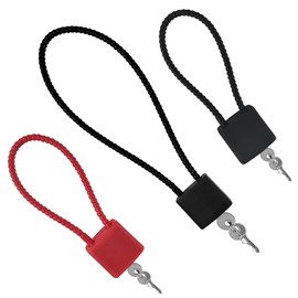 MOSTFUN 3 Pieces Cable Lock with Key, Heavy Duty Padlock with Long Shackle, Padlocks with Key for Suitcase, Gate, Bike, Gym, Locker (Black, Red)