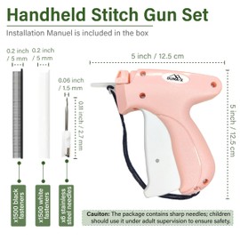 DUMA-X Stitch Gun for Clothes - Tagging Gun for Clothing - Stitch Gun - Fine Stitch Tag Gun for Clothing - Includes 6 Needle, 1500 Black Fasteners & 1500 White Fasteners (Pink)