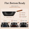 10.2-Inch Carbon Steel Wok Frying Pan with Lid, Flat Bottom