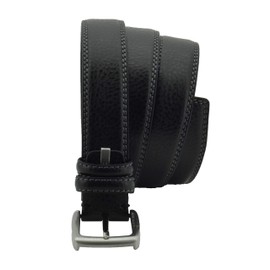 Sergio Tacchini Men's Belt, Genuine Leather, nickel free buckle, shortenable (120 cm (tg 52-54), Black Two Seams)