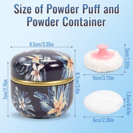 Dusting Boby Powder Puffs and Container for Women Baby, 3.15in Portable Soft Dusting Powder Container with Puff for Home Travel (Black)