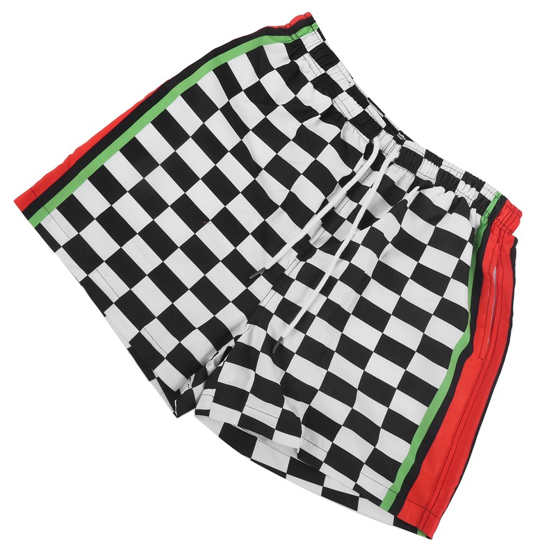 Summer Breathable Beach Shorts Men Black White Plaid Fashionable Casual