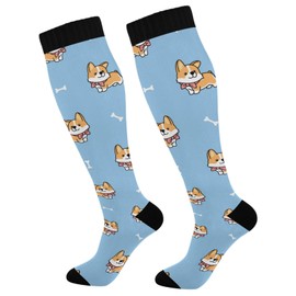 Wusikd Cute Welsh Corgi Compression Socks for Women and Men Circulation Puppy Long Socks for Athletic Running 1