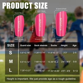 Soccer Shin Guards for Kids Youth, Toddler Shin Pads with Sleeves and Long Soccer Socks for Age 2-12 Boys & Girls Toddler Children Teenagers, Protective Lightweight Soccer Equipment (Pink-M)