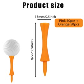 ZcrPrn Golf Tees Plastic, Pink Golf Tees, 100 Pack Pink and Orange Castle Golf Tees, Durable Plastic Golf Tees for Practice, Ideal for Golfers, Bright Colors for Easy Spotting