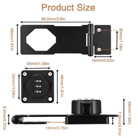 Cabinet Combination Lock 3-Digit Cabinet Password Hasp Locks Household Rotary Hasp Locks Zinc Alloy Door Security Slide Latch Lock for Drawers, Cabinets, Barn Door, Garage (Black, 97mm/3.8in)