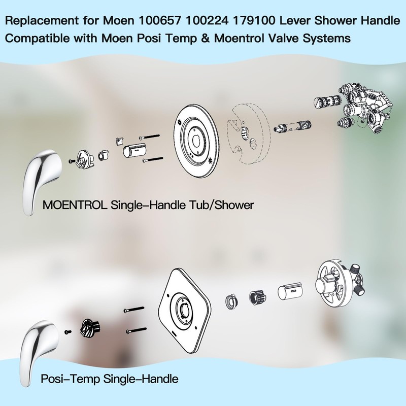 Shower Knob Replacement(100657) for Moen Lever Shower Handle, Compatible with