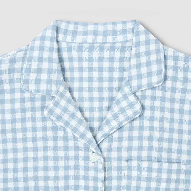 JAJU [JAJU/자주] 여 플란넬 파자마 세트_다크 블루 [JAJU] Women's Flannel