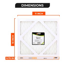 Tiger Tough Products MERV 10 MPR 1000 Replacement Air Filter, Pleated HVAC Design Perfect Fit for AC & Furnace Systems, 10x11x1, Pack of 12 (Actual Size: 10 x 11 x 0.75 Inches)