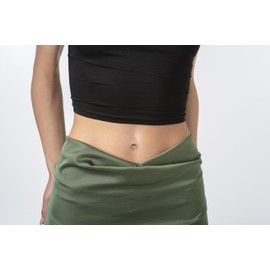 Lavari Jewelers 16 Gauge Marquise Cut Cubic Zirconia Flower Belly Ring for Women in 10k White Gold 8 mm 16G