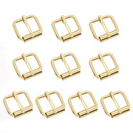 Asamuyu 10 Pcs Roller Buckle, Metal Roller Buckles Belts Hardware Pin Buckle Rolling Bar Buckles for Bags Leather Belt Crafts (Gold)