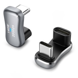 MoKo 180 Degree USB C Adapter 2 Pack, 180° U Shape USB-C Male to USB-C Female Adapter Converter with PD 140W Fast Charging, USB C Angled Adapter Connector for Steam Deck, Switch, Laptop, Tablet, Phone