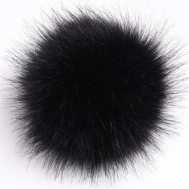 Pack of 10 8 cm Faux Fur Pompom Fur Pompoms for Hats Beanies Fur Pompom Artificial Hair Ball for Bag Pendants Key Ring Decoration Clothing Accessories – Black