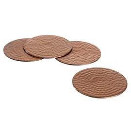 The Just Slate Company 4 Flat Hammered Copper Coasters, Cooper