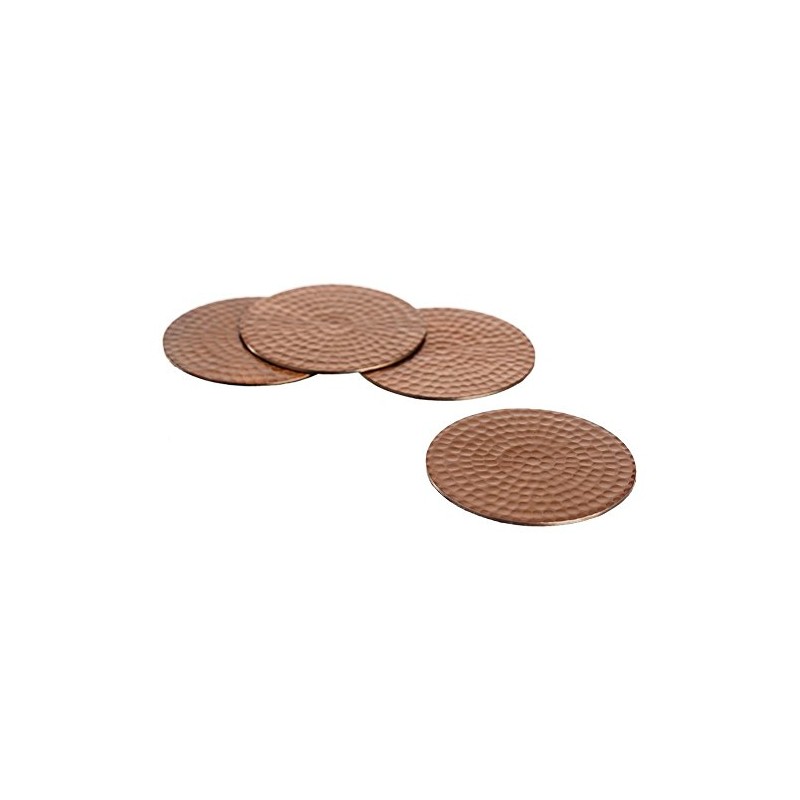 The Just Slate Company 4 Flat Hammered Copper Coasters, Cooper