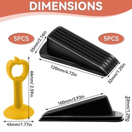 GZhaimai 5 Stück Türkeil + 5 Stück Türgriff Stopper, Gummi Türstopper Keil für Balkontür Arbeitszimmer Kinderzimmer Büro(Schwarz, 12 × 5.6 cm)
