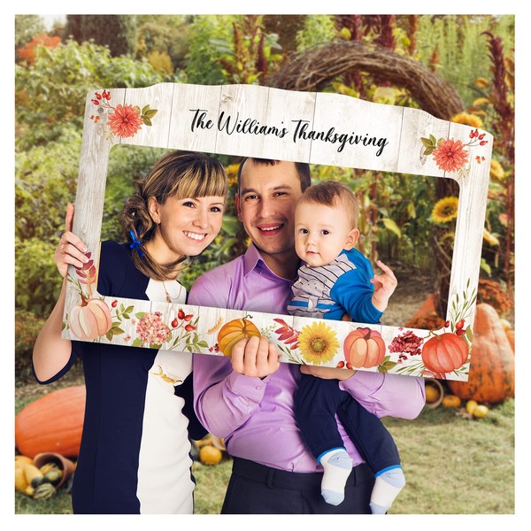 SPEEDYORDERS Personalized Pumpkin Harvest Thanksgiving Party Photo Selfie Frame -