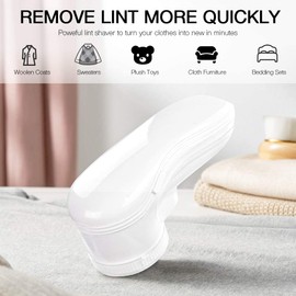 Fabric Shaver Lint Shaver, Lint Remover for Clothes, Electric Lint Remover Rechargeable Sweater Defuzzer Pill Remover with 3 Replaceable Blades, Suitable for Clothes, Jumpers, Furniture, Wool, White