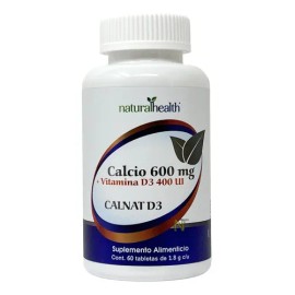 Calcio 600 Mg Y Vitamina D3 400 Ui (60 Caps) Naturalhealth Sabor CALNAT D3                                                                            