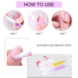 Nail care pen, nail hardener, nail treatment, 3 pieces nail oil cuticle oil pen, cuticle oil treatment with soft brush for nails damp and treatment