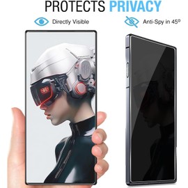 MOOISVS for Nubia Red Magic 9S Pro/9S Pro+ Privacy Screen Protector[Not Glass](2packs)+Tempered Glass Camera Lens Protector(2packs),Flexible TPU Film, Anti-Spy Screen Protector for Nubia Red Magic 9S Pro/9S Pro+