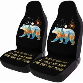 GENANY Bear 2 Front Christmas Car Seat Covers for Sedan Truck SUV, Car Gifts, Bucket Seat Cover, Protective Interior Accessory, Christmas Car Decor