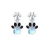 Moonstone Earrings 925 Sterling Silver Cat Paw Print Stud Earrings