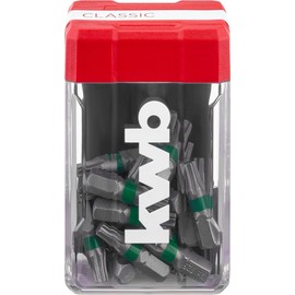 kwb Mini-Case Bit Set T25 25 Pieces (Storage Box, Dispenser Lid, 25x Bits, S2 Steel, C 6.3 Shaft, Colour Ring)