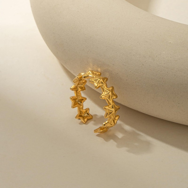 AOLIMI Gold Stackable Rings for Women Star Adjustable Open Ring