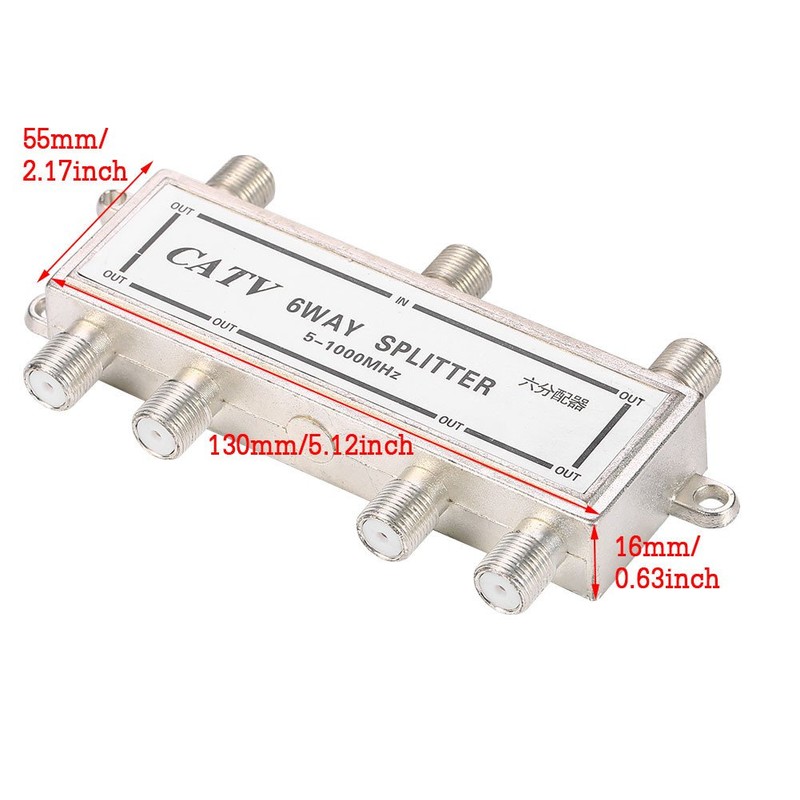 Wendry 6 Way Coaxial Cable Splitter, 5-1000MHz CATV TV Antenna